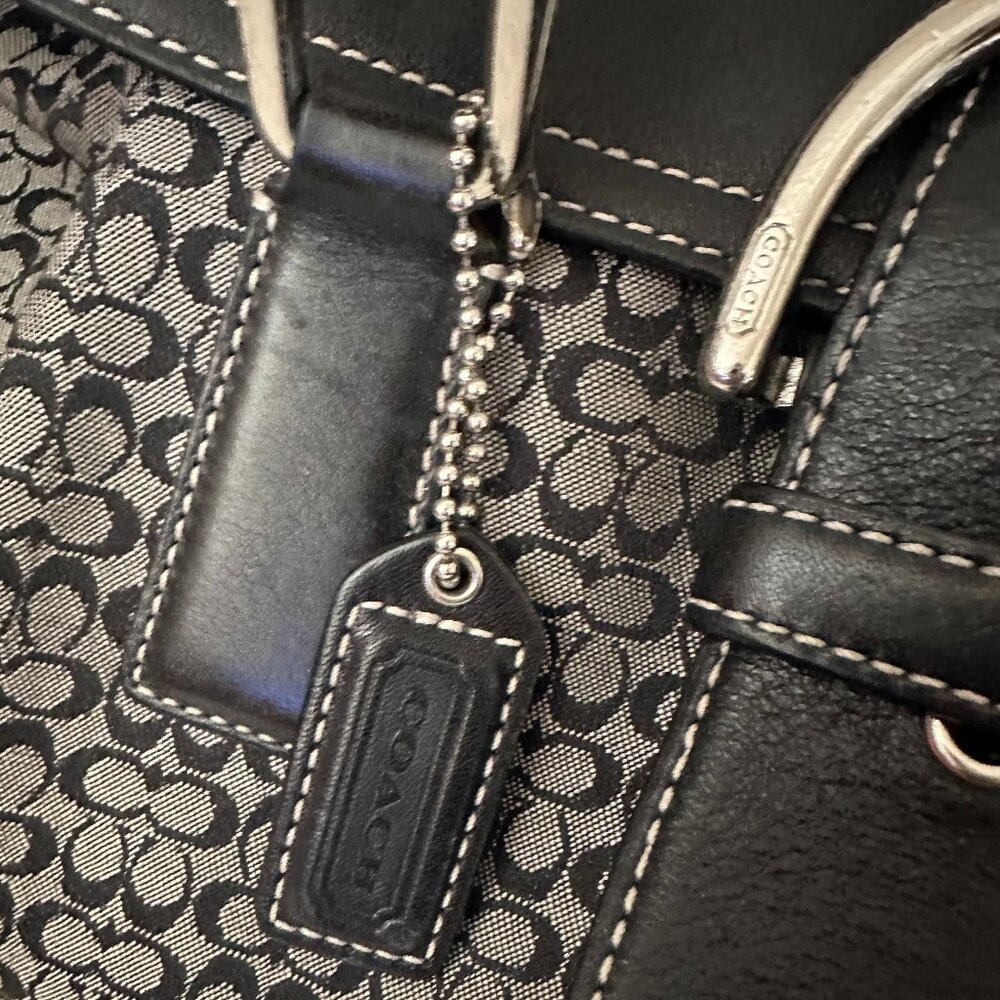 Coach Black and Gray Signature Shoulder Bag